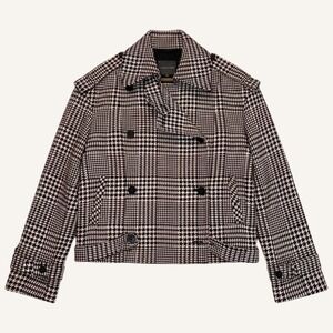 MARYLING Wool Blend Plaid Houndstooth Double Breasted Cropped Jacket S/M Preppy